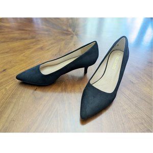 Black Suede Kitten Heel Pumps